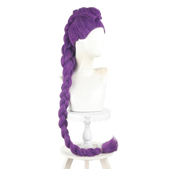 Girls Purple Anime Hunters Costume Halloween Cosplay Pony Tail Braid Wig - Picture 4 of 6